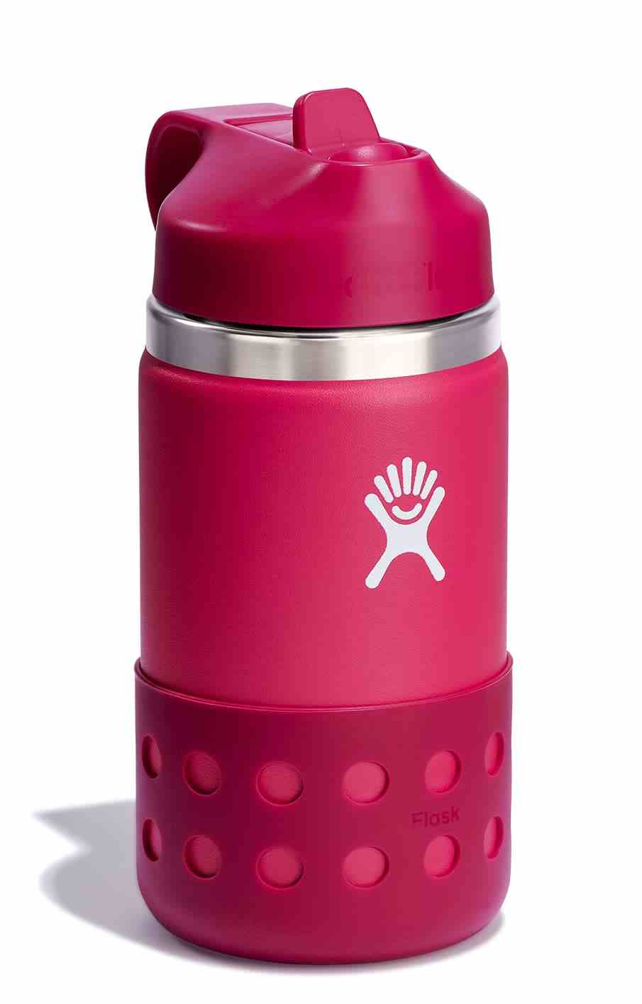 Hydro Flask Water Bottles 12 Oz Kids Wide Mouth Straw Cap Boot Peony