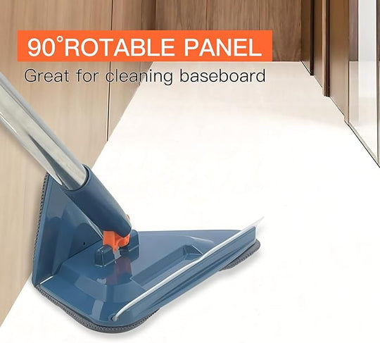 Wall Mop Wall Cleaner with 85 Inch Long Handle, 360° Rotating Microfiber Triangle Mop, Skirting Ceiling Gasket Window Cleaning Kit for Cleaning Painted Wall, Ceiling, Floor, 6 Replacement Pads