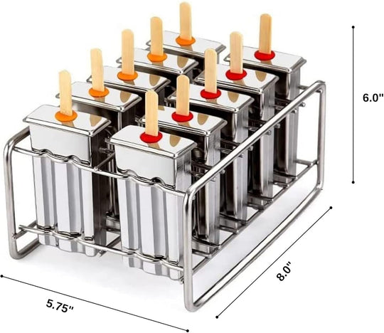 Stainless Steel Popsicle Molds and Rack - Popsicle Maker