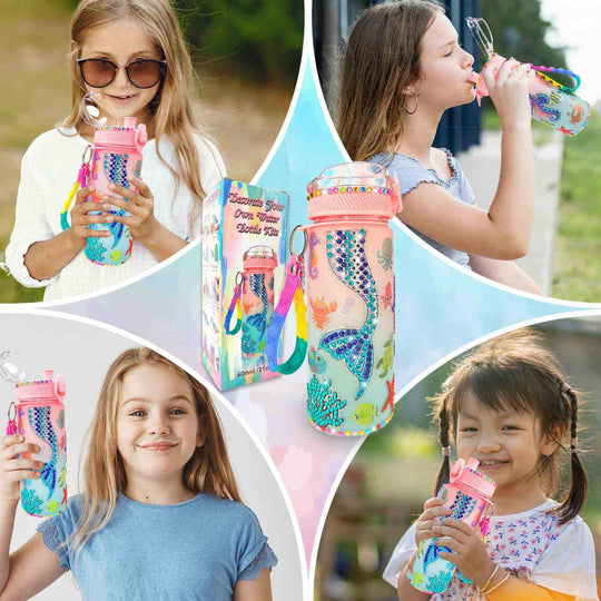 Decor Water Bottles for Girls Age 4-6-8-10, Mermaid Painting Crafts