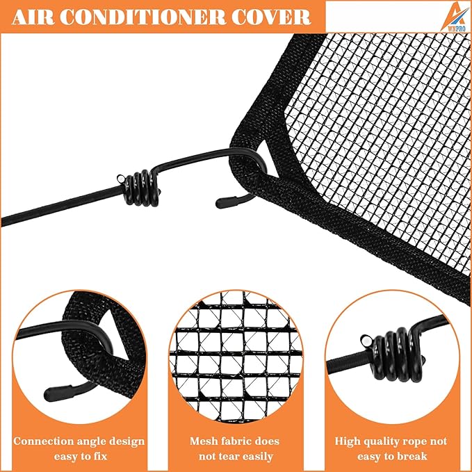 Air Conditioner Cover A/C Unit - Top Vinyl Mesh Cover for Outside Unit with Bungee Cords, Leaf Guard Mesh