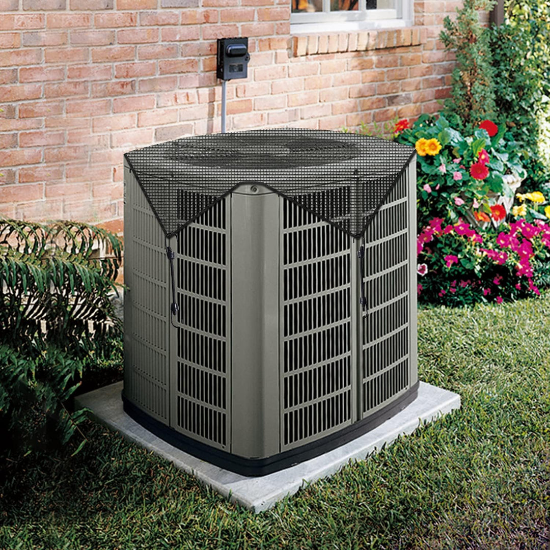 Air Conditioner Cover A/C Unit - Top Vinyl Mesh Cover for Outside Unit with Bungee Cords, Leaf Guard Mesh