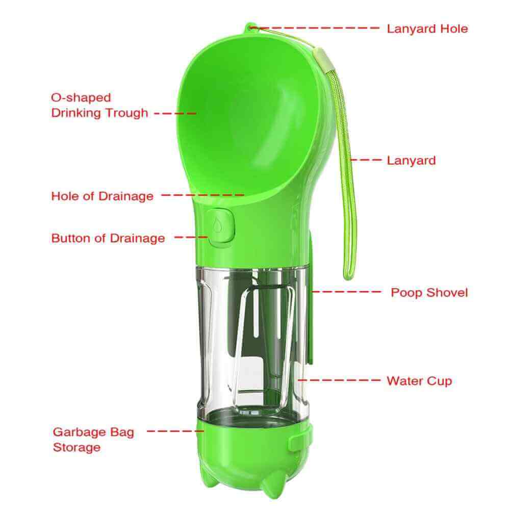 Multifunction Outdoor Dog Water Bottle - Best, Portable & Leak Proof green color