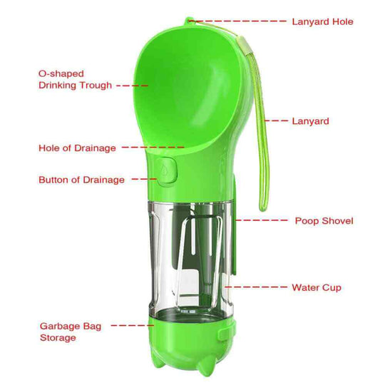 Multifunction Outdoor Dog Water Bottle - Best, Portable & Leak Proof green color