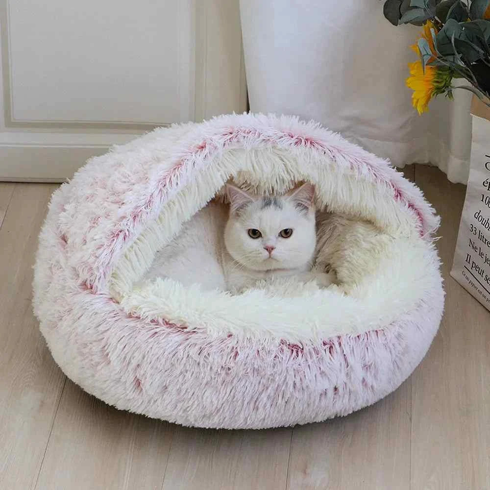 Cat Warm Bed Round Cushion Basket Sleeping for Pet Cave