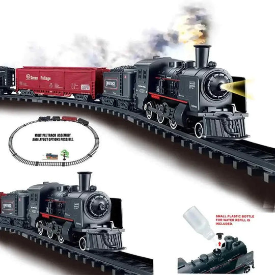 Train Set Railway Classical Freight Water Steam, Battery Operated