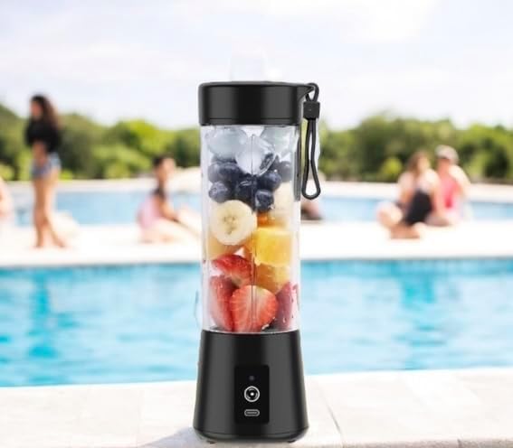 Portable Blender, Mini Personal Blender for smoothies USB Rechargeable On The Go Mixer Electric Blender Personal Size Rechargeable USB, 380Ml Juicer Cup With 6 Blades (Black)