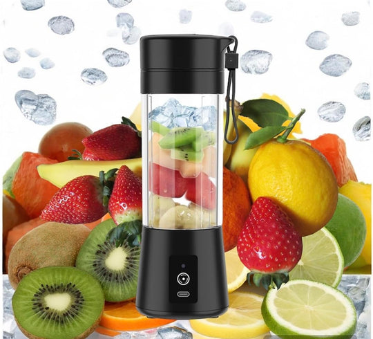 Portable Blender, Mini Personal Blender for smoothies USB Rechargeable On The Go Mixer Electric Blender Personal Size Rechargeable USB, 380Ml Juicer Cup With 6 Blades (Black)