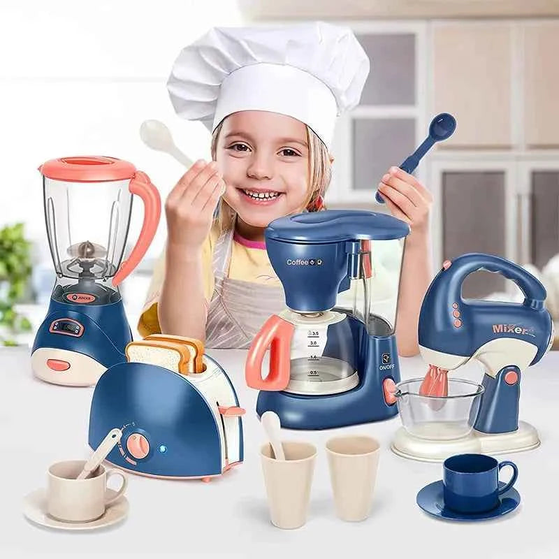 Kids Play Kitchen Toys Appliances Mini Household Lights and Sounds, kids kitchen
