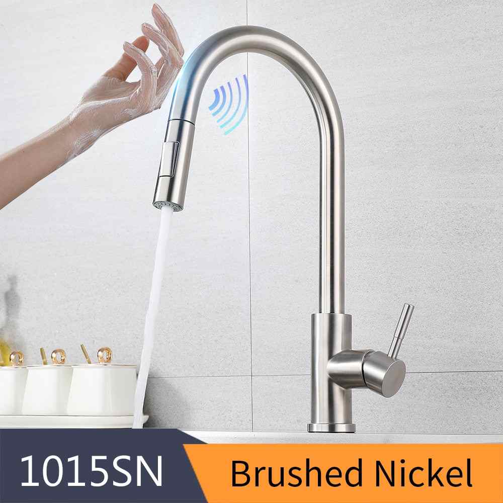  Smart Touch Kitchen Faucets with Sensor brush nickel color