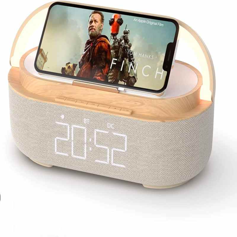 Alarm Clock Phone Charger Wireless Digital LED with Bluetooth Speaker