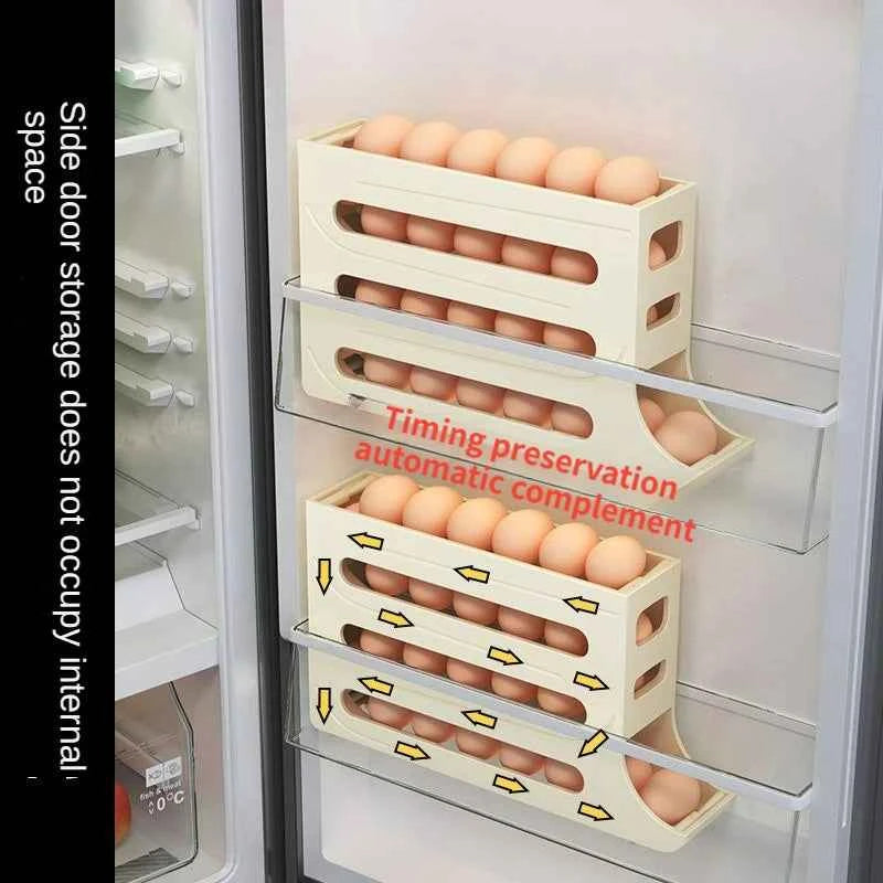 4 Tiers Egg Holder For Fridge, Egg Organizer For Refrigerator, Egg Storage For Refrigerator, Egg Dispenser For Refrigerator, Space-Saving Egg Dispenser Holder, Fridge Egg Rack Large Capacity
