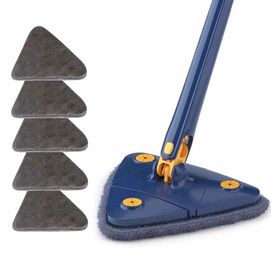 360° Rotatable Adjustable Cleaning Mop Triangular blue color with 5x mop clothes