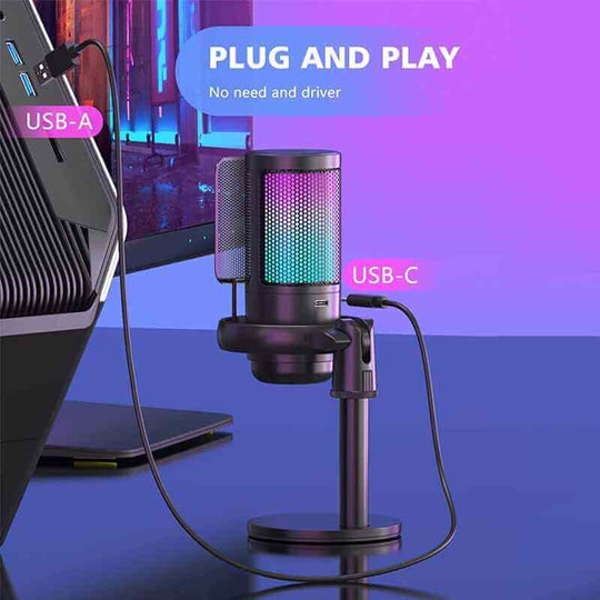 USB Microphone Studio Professional Condenser Microphone for PC Computer Recording Streaming Gaming Karaoke Singing A6V A8 Mic