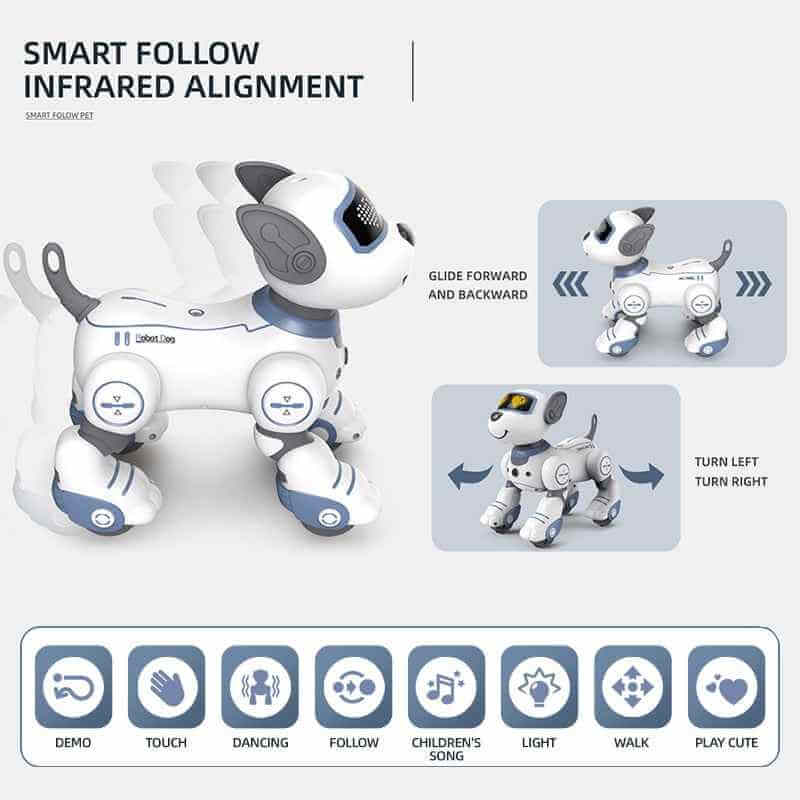 Robot Dog Remote Control Toy Stunt Voice Command Touch-Sense Music