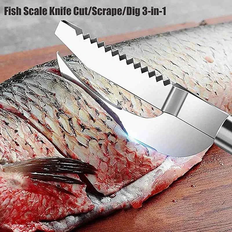 Fish Scale Knife, Stainless Steel 3 In 1, Convenient Tools for Kitchen