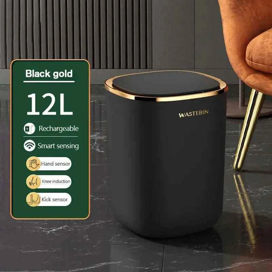 12L Luxury Bathroom Smart Sensor Trash Can 12L Luxury Bathroom Smart Sensor Trash Can black color