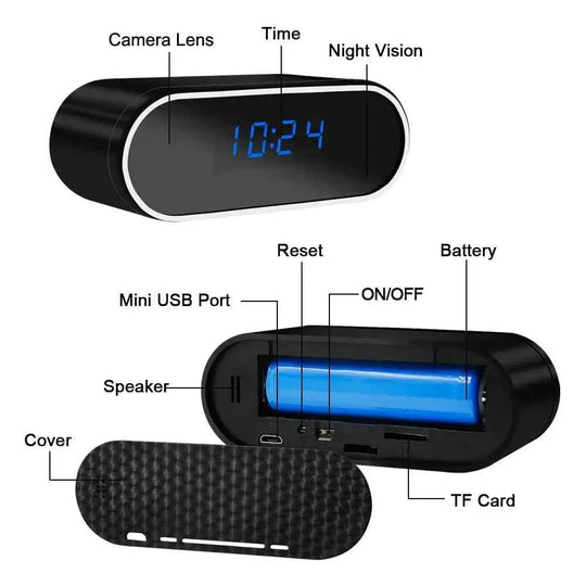 Mini Spy Camera Alarm Clock Full HD 1080P Wireless Wifi High Definition Video