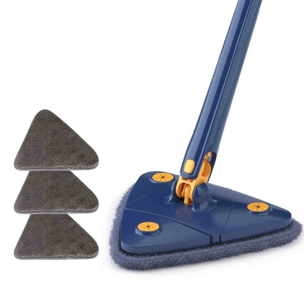  360° Rotatable Adjustable Cleaning Mop Triangular blue color with 3x mop clothes
