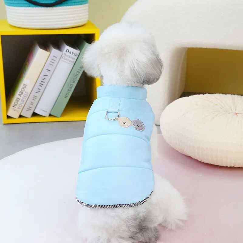 Winter Clothes Warm Jacket for Small Dogs blue color