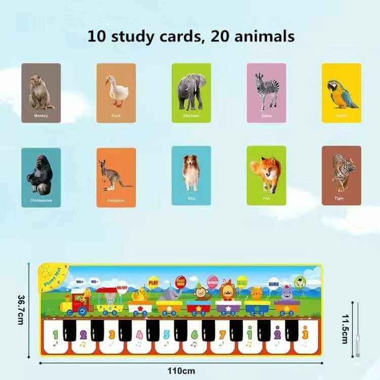 Children Musical Piano Play Mat, Animal Sound, Early Learning Stage