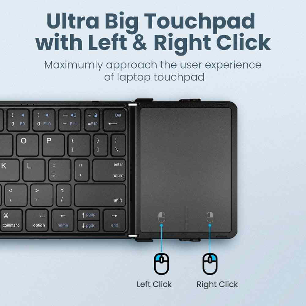 Wireless Keyboard and Mouse, Mini Foldable Keyboard with Touch Pad