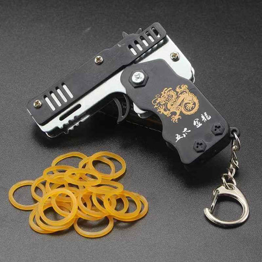 Keychains Elastic Rubber Band Shooting Pistol Outdoor Shooting Play
