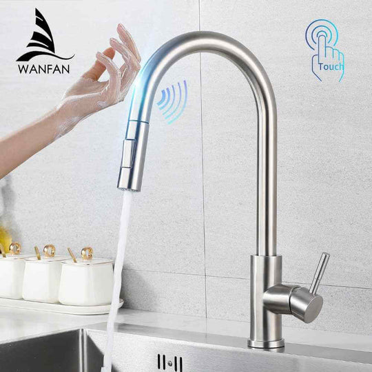 Smart Touch Kitchen Faucets with Sensor brush nickel color