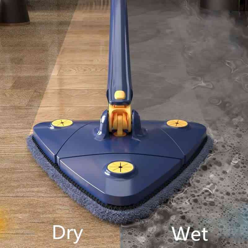  360° Rotatable Adjustable Cleaning Mop Triangular blue color 