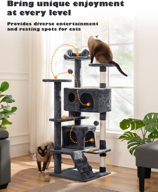 54 Inch Cat Tree Tower Condo Furniture Scratch Post for Kittens Pet House Play