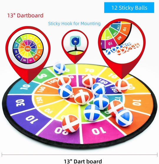 26" Large Dart Board Kids Toys With Sticky Balls Indoor/Sport Outdoor Fun Party Play Game