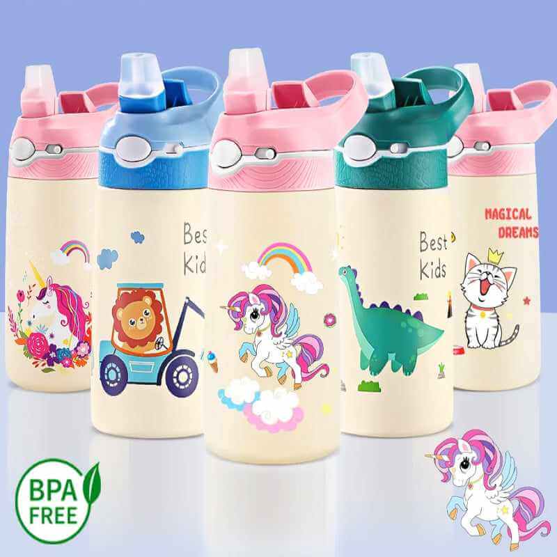 400ML Thermal Water Bottle Unicorn Design for Kids Portable Bottle