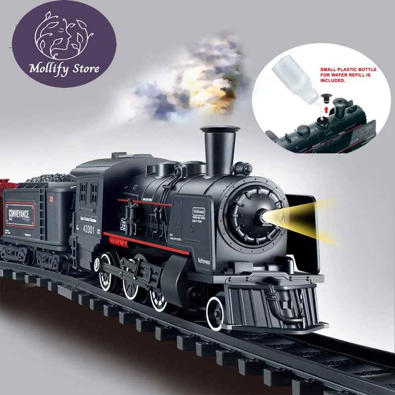 Train Set Railway Classical Freight Water Steam, Battery Operated